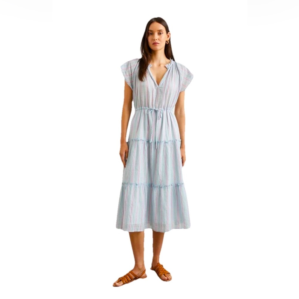 Rails Juni Placid Stripe Midi Dress Cotton Size Medium Preppy Summer Bohemian
